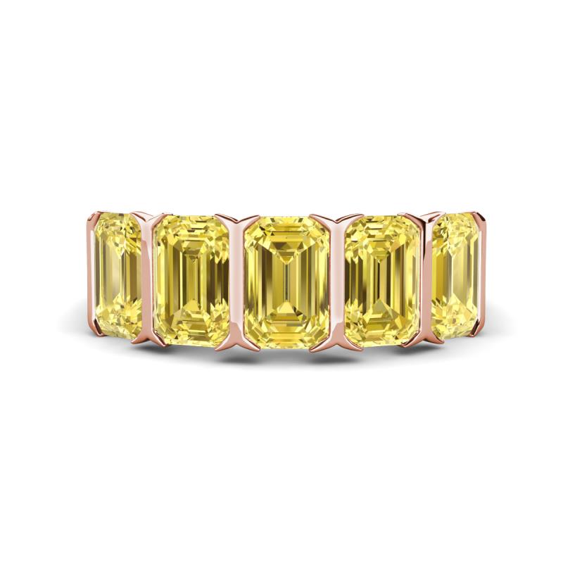 Brianna 3.00 ctw Emerald Shape Yellow Sapphire (6X4 mm) Five Stone Wedding Band 
