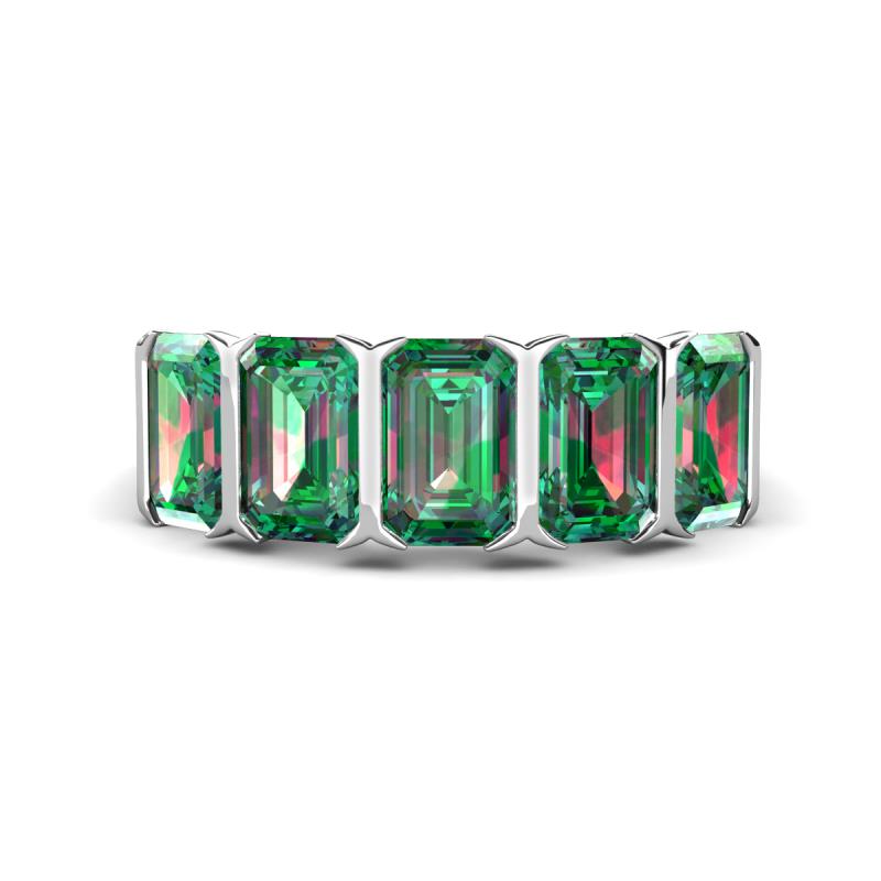 Brianna 4.05 ctw Emerald Shape Created Alexandrite (6X4 mm) Five Stone Wedding Band 