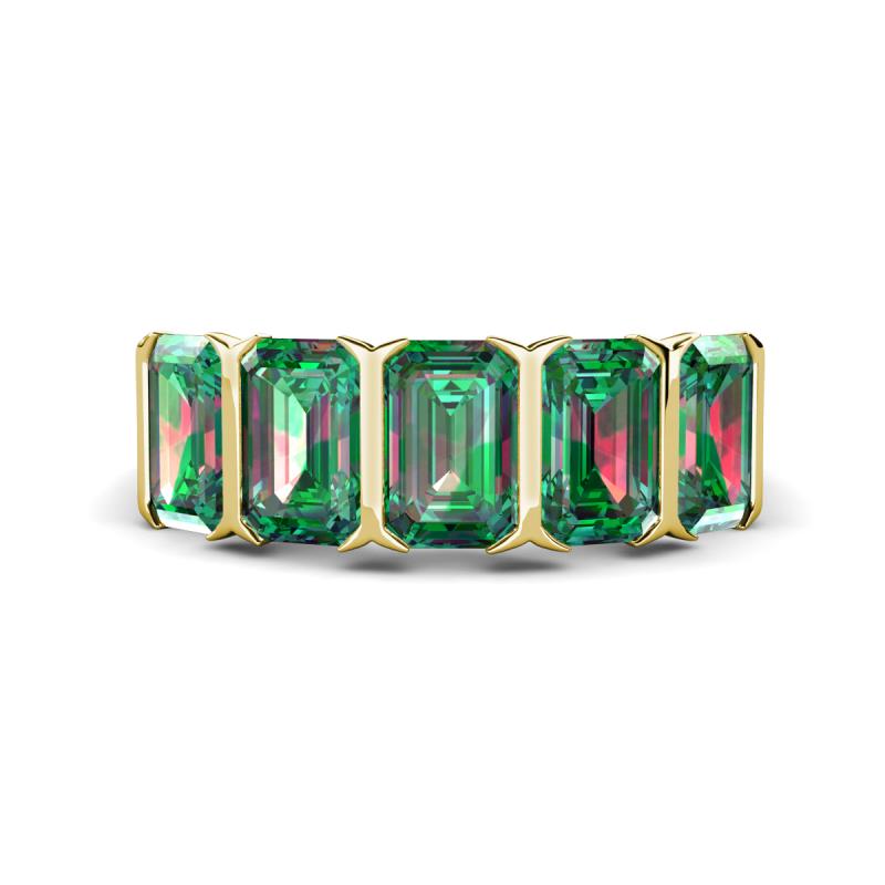 Brianna 4.05 ctw Emerald Shape Created Alexandrite (6X4 mm) Five Stone Wedding Band 