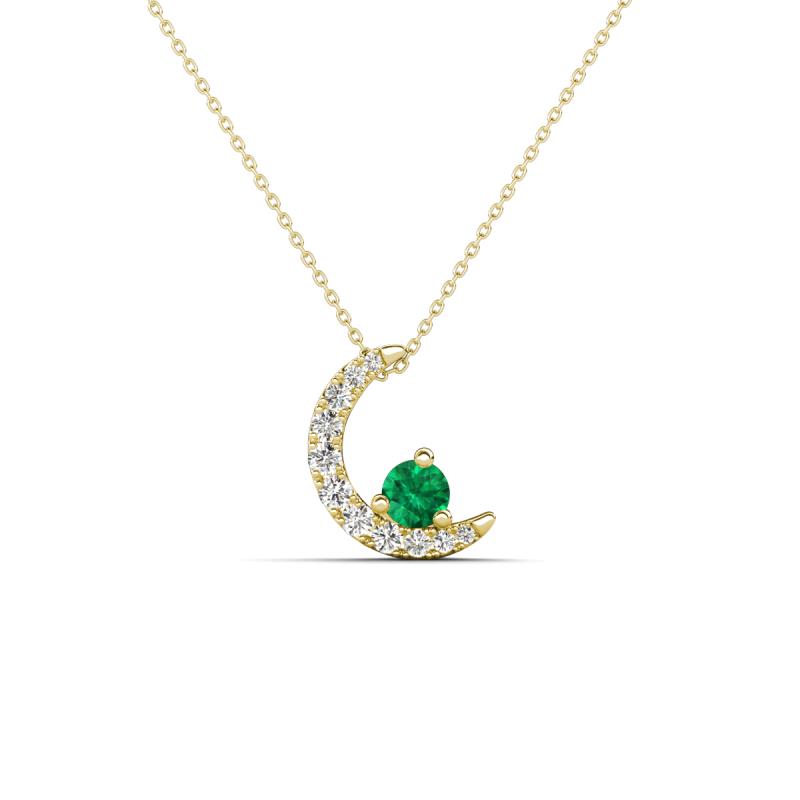 Lunara 0.21 ctw Emerald With Natural Diamonds Lunate Moon Pendant 