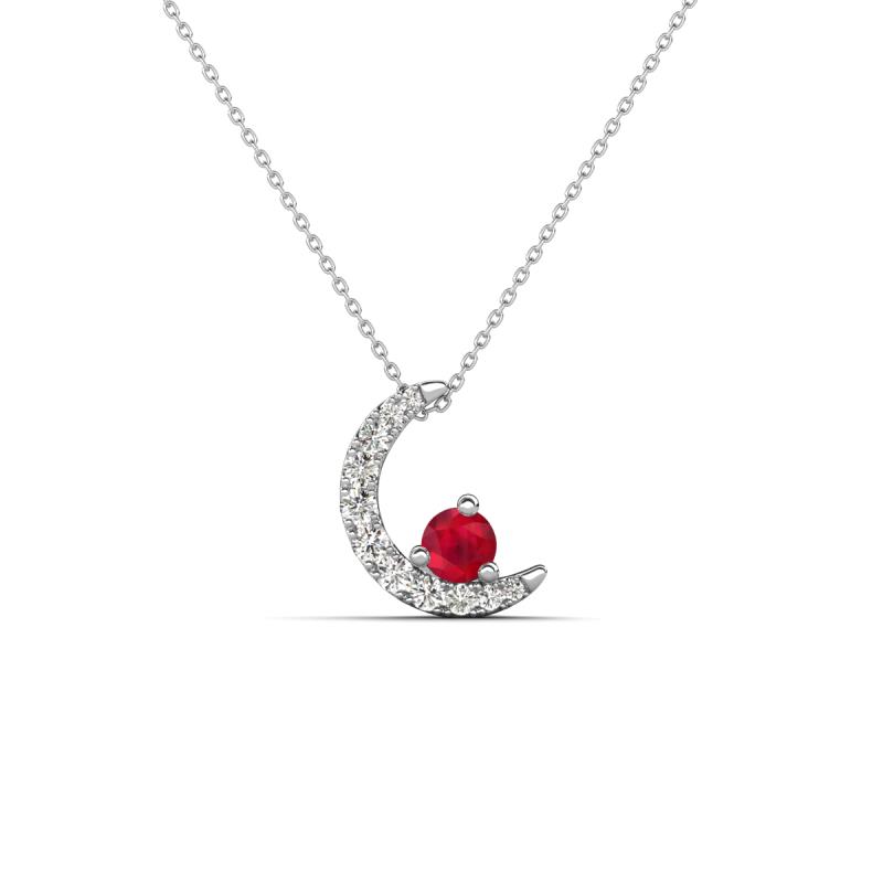 Lunara 0.21 ctw Ruby With Natural Diamonds Lunate Moon Pendant 