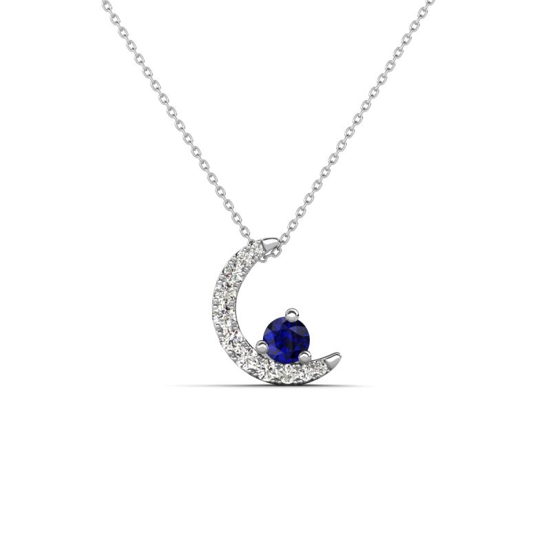 Lunara 0.23 ctw Blue Sapphire With Natural Diamonds Lunate Moon Pendant 