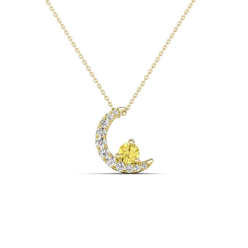 Lunara 0.22 ctw Yellow Sapphire With Natural Diamonds Lunate Moon Pendant 