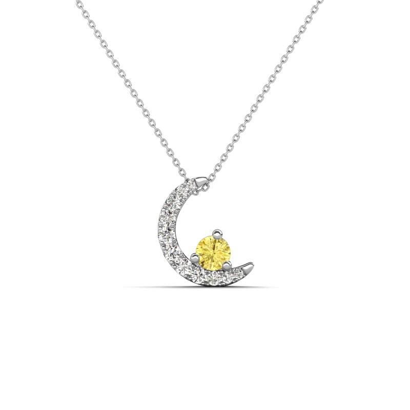 Lunara 0.22 ctw Yellow Sapphire With Natural Diamonds Lunate Moon Pendant 