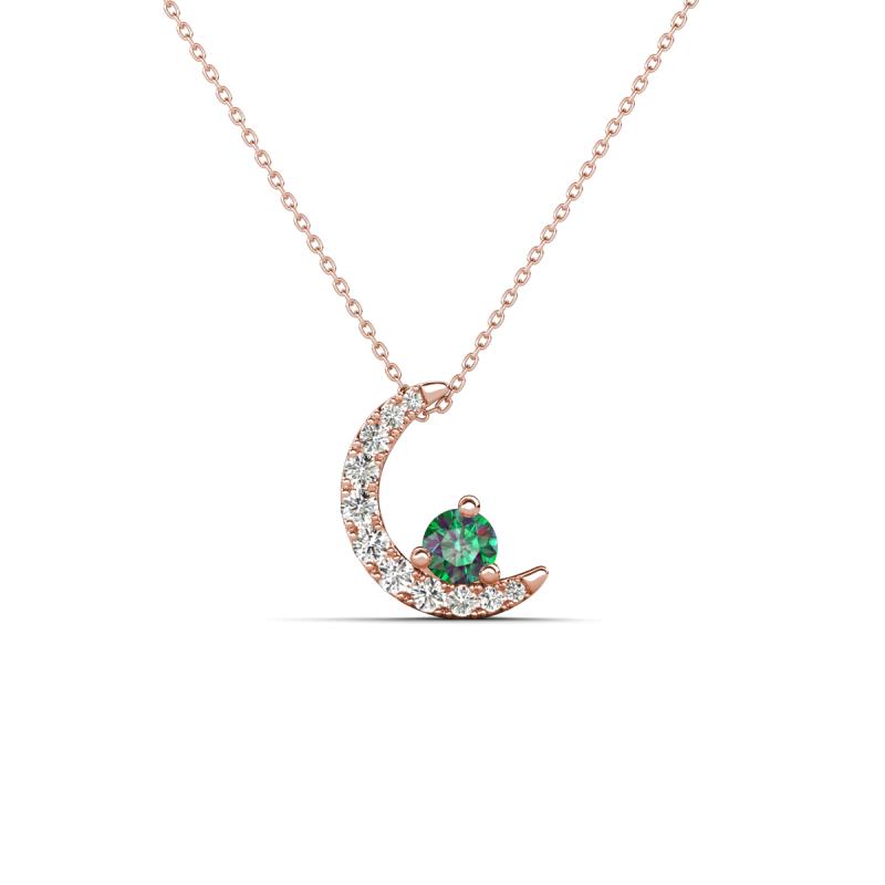 Lunara 0.23 ctw Created Alexandrite With Natural Diamonds Lunate Moon Pendant 