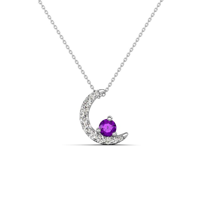 Lunara 0.19 ctw Amethyst With Natural Diamonds Lunate Moon Pendant 