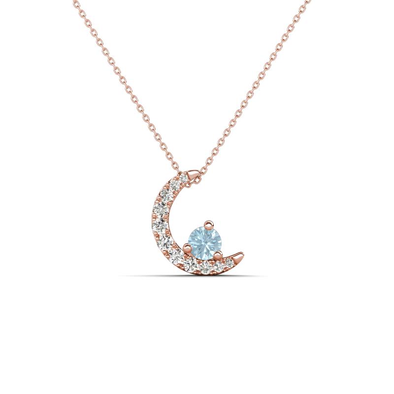 Lunara 0.19 ctw Aquamarine With Natural Diamonds Lunate Moon Pendant 