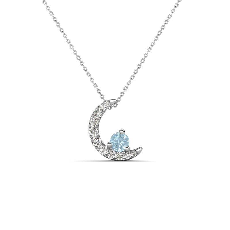 Lunara 0.19 ctw Aquamarine With Natural Diamonds Lunate Moon Pendant 