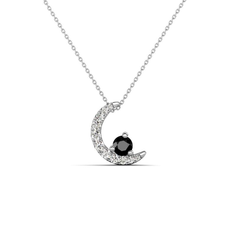 Lunara 0.22 ctw Black Diamond With Natural Diamonds Lunate Moon Pendant 