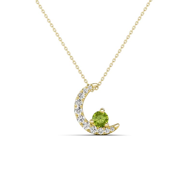 Lunara 0.23 ctw Peridot With Natural Diamonds Lunate Moon Pendant 