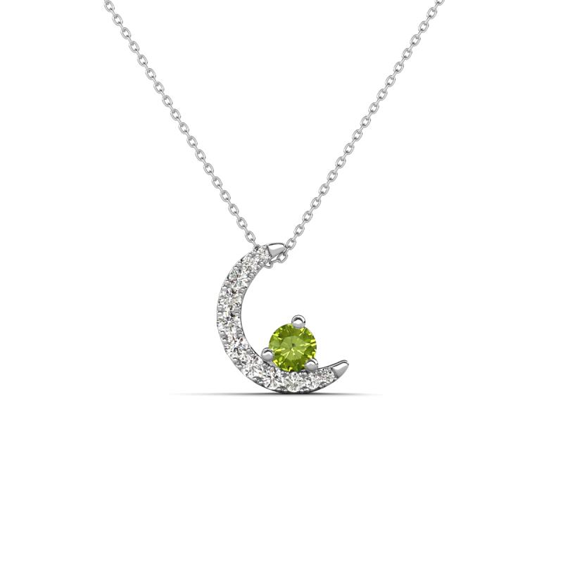 Lunara 0.23 ctw Peridot With Natural Diamonds Lunate Moon Pendant 