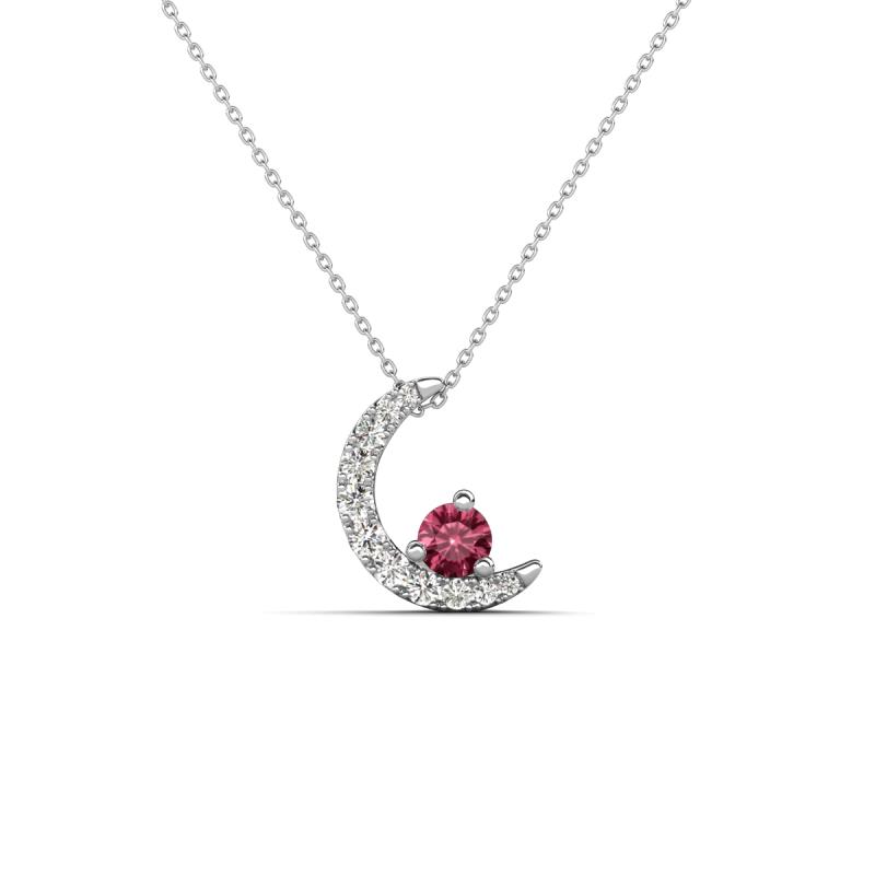 Lunara 0.19 ctw Pink Tourmaline With Natural Diamonds Lunate Moon Pendant 