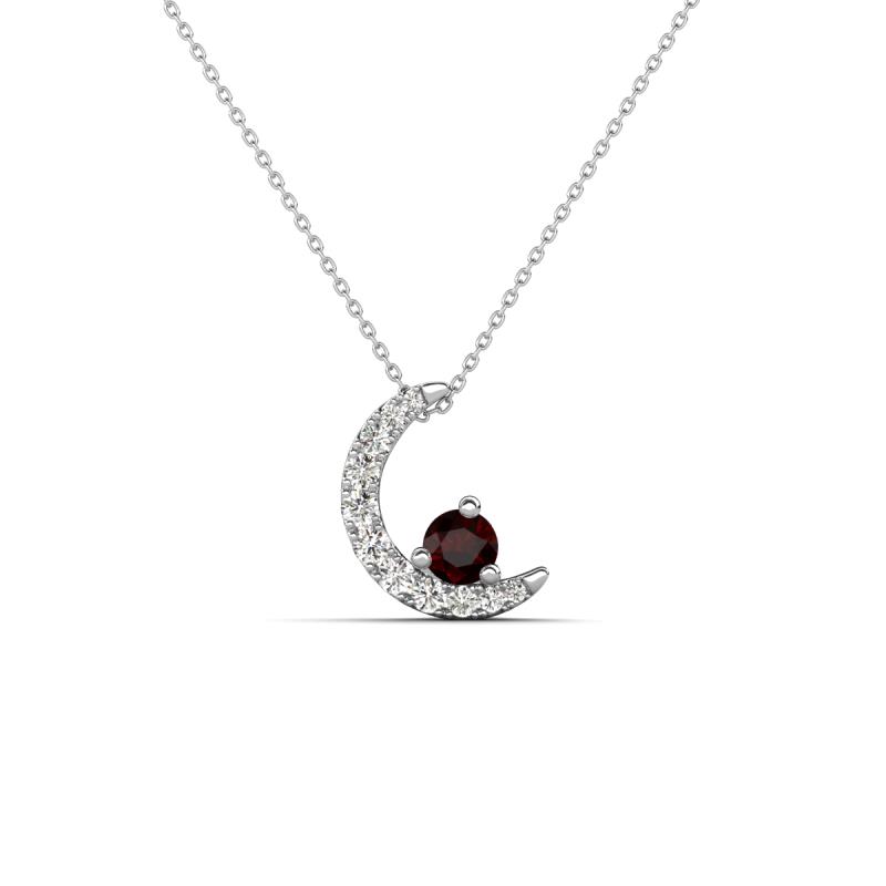 Lunara 0.23 ctw Red Garnet With Natural Diamonds Lunate Moon Pendant 