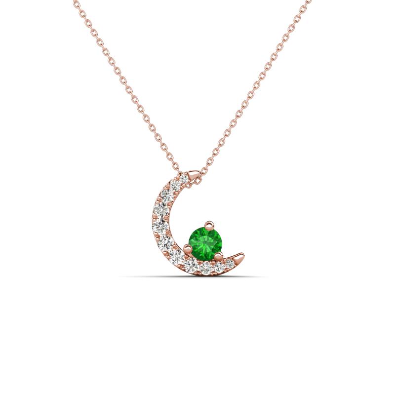 Lunara 0.23 ctw Green Garnet With Natural Diamonds Lunate Moon Pendant 