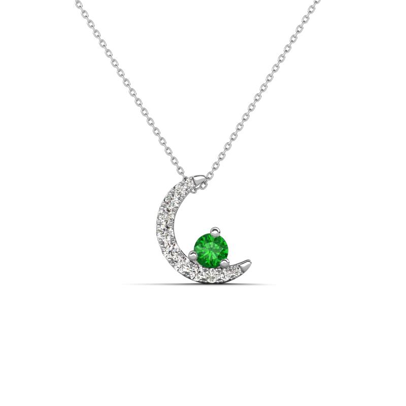 Lunara 0.23 ctw Green Garnet With Natural Diamonds Lunate Moon Pendant 