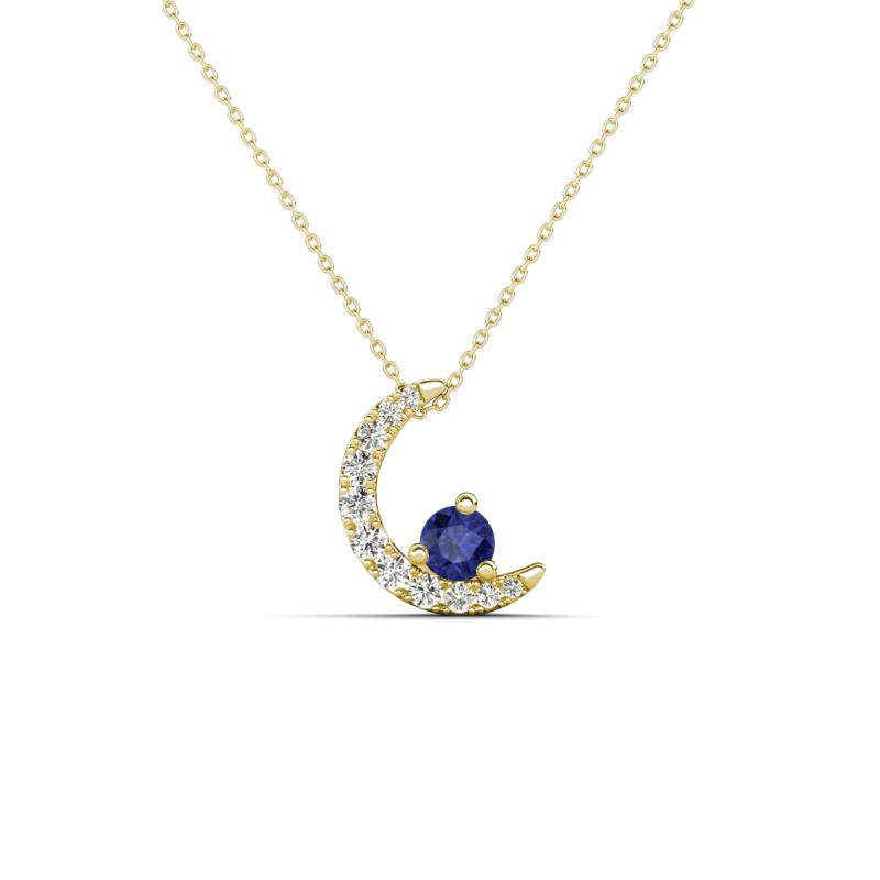 Lunara 0.19 ctw Iolite With Natural Diamonds Lunate Moon Pendant 