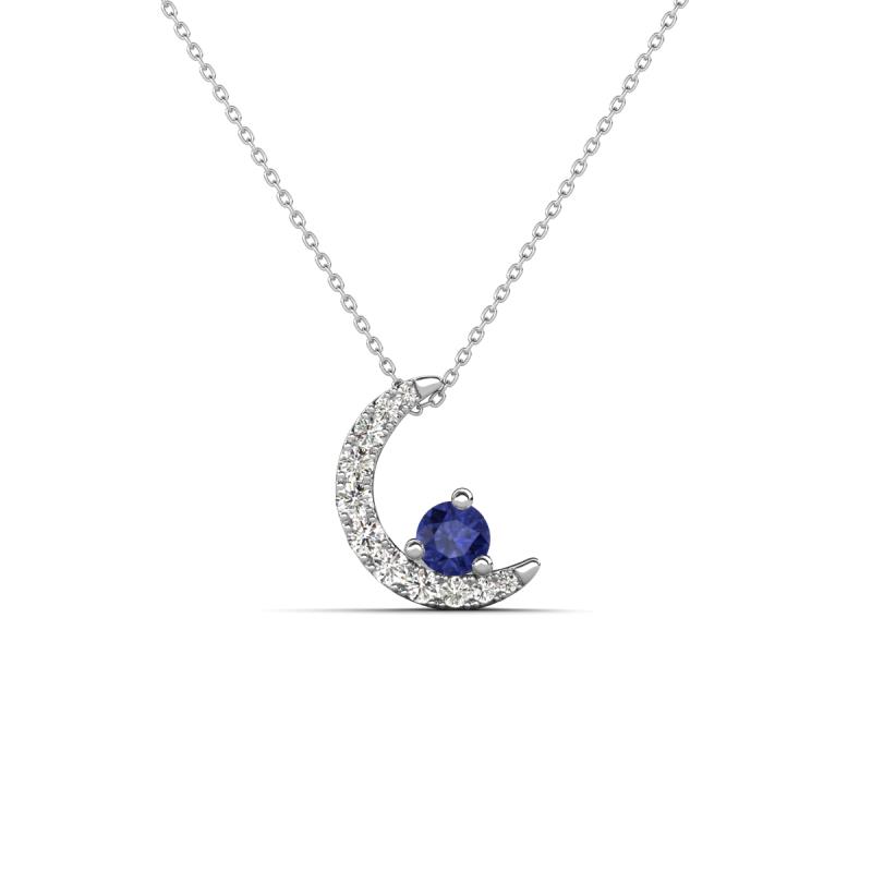 Lunara 0.19 ctw Iolite With Natural Diamonds Lunate Moon Pendant 