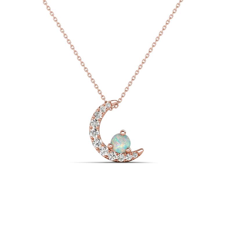 Lunara 0.17 ctw Opal With Natural Diamonds Lunate Moon Pendant 