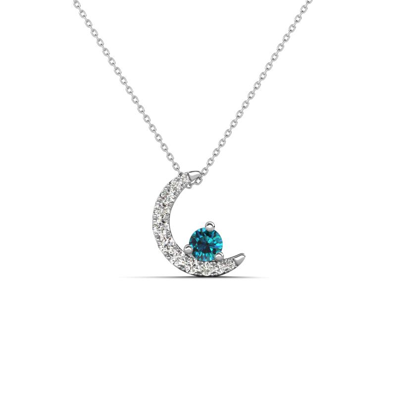 Lunara 0.21 ctw Blue Diamond With Natural Diamonds Lunate Moon Pendant 