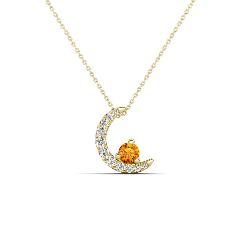 Lunara 0.19 ctw Citrine With Natural Diamonds Lunate Moon Pendant 