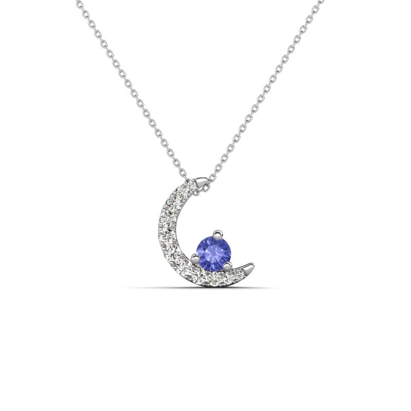 Lunara 0.20 ctw Tanzanite With Natural Diamonds Lunate Moon Pendant 