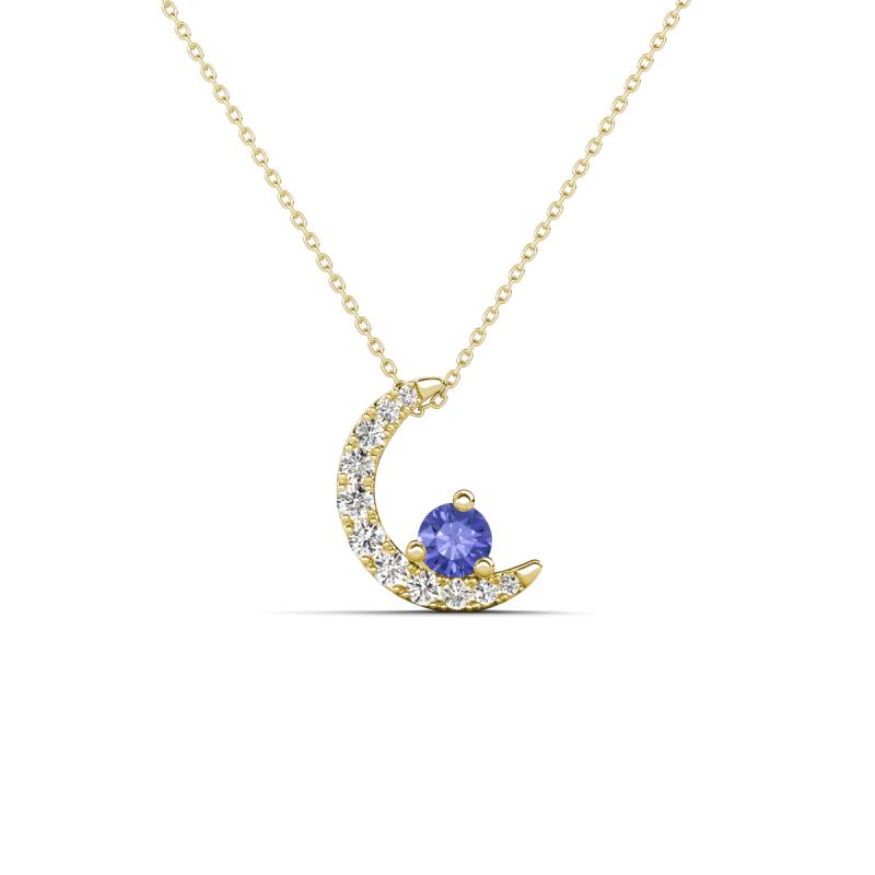 Lunara 0.20 ctw Tanzanite With Natural Diamonds Lunate Moon Pendant 