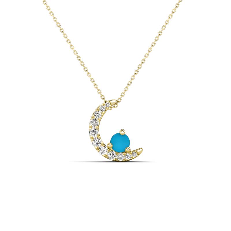 Lunara 0.18 ctw Turquoise With Natural Diamonds Lunate Moon Pendant 