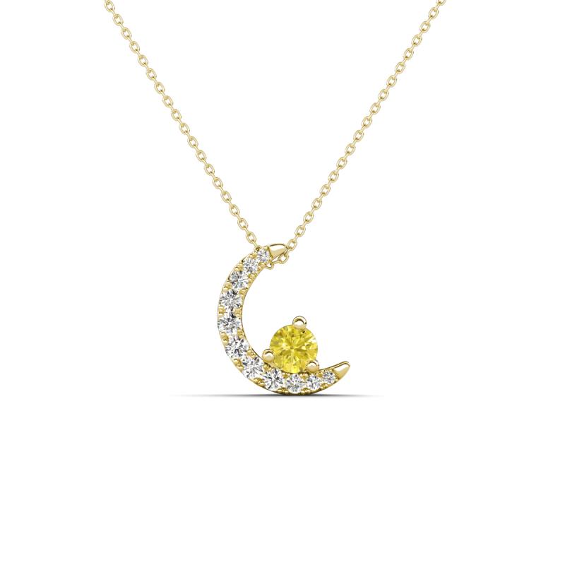 Lunara 0.21 ctw Yellow Diamond With Natural Diamonds Lunate Moon Pendant 