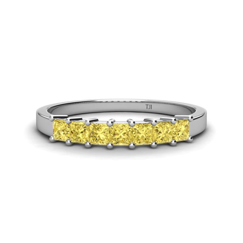 Erica 3.00 mm Princess Cut Yellow Sapphire 7 Stone Wedding Band 