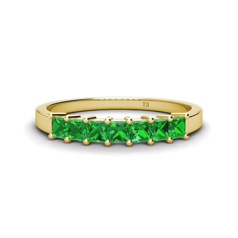 Erica 3.00 mm Princess Cut Green Garnet 7 Stone Wedding Band 