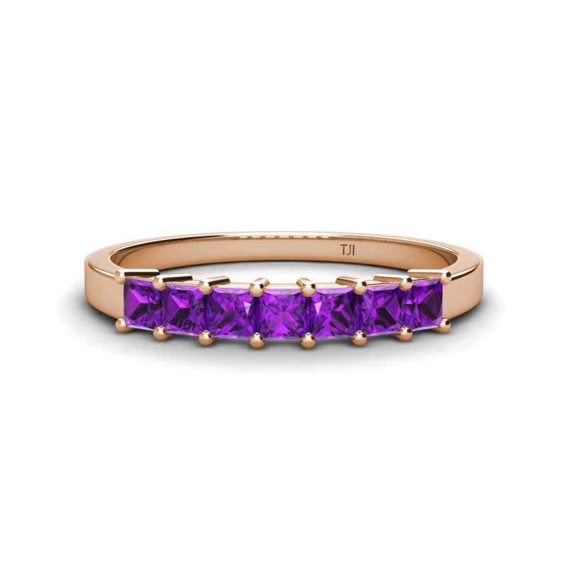 Erica 3.00 mm Princess Cut Amethyst 7 Stone Wedding Band 