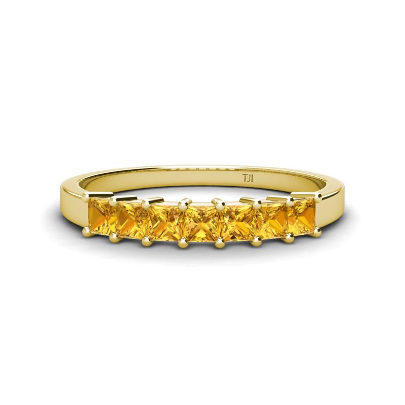 Erica 3.00 mm Princess Cut Citrine 7 Stone Wedding Band 