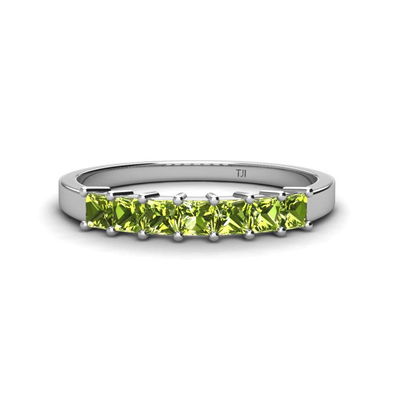 Erica 3.00 mm Princess Cut Peridot 7 Stone Wedding Band 