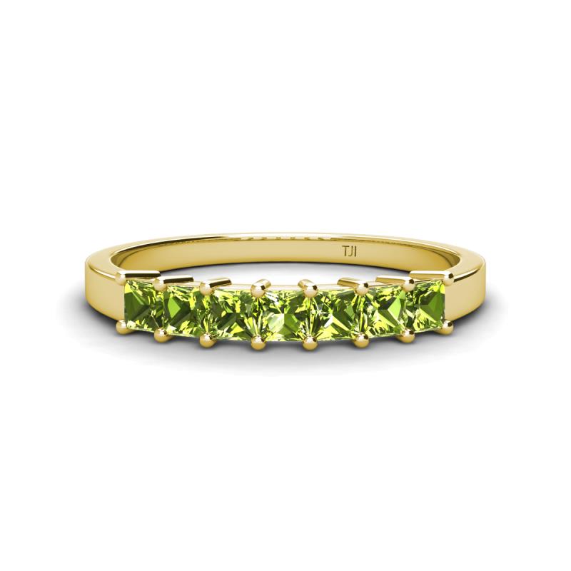 Erica 3.00 mm Princess Cut Peridot 7 Stone Wedding Band 