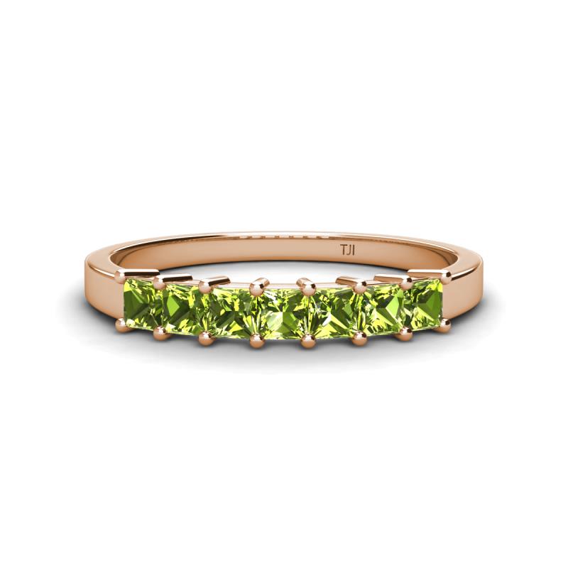 Erica 3.00 mm Princess Cut Peridot 7 Stone Wedding Band 