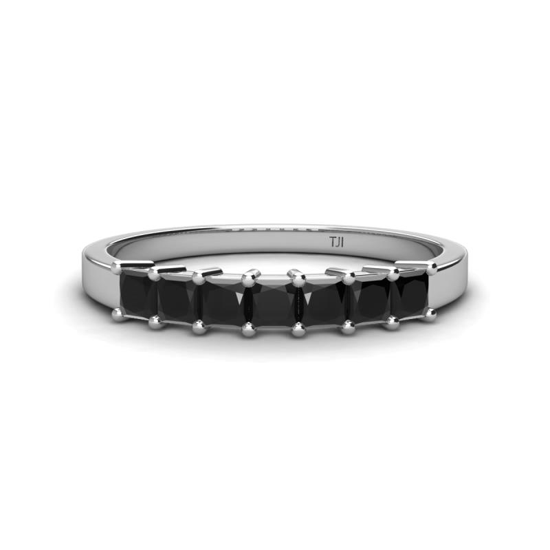 Erica 3.00 mm Princess Cut Black Diamond 7 Stone Wedding Band 