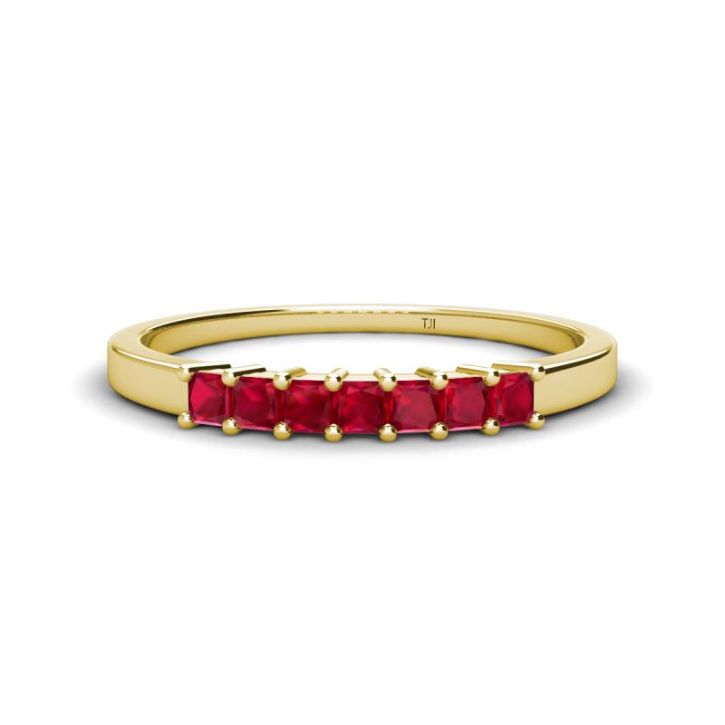 Erica 2.50 mm Princess Cut Ruby 7 Stone Wedding Band 