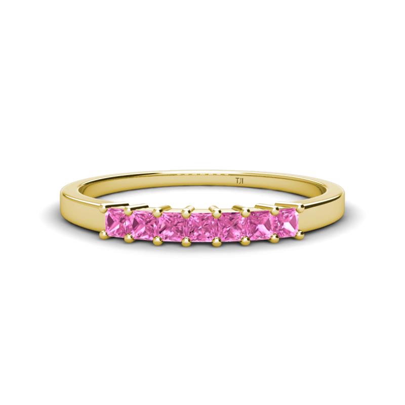 Erica 2.50 mm Princess Cut Pink Sapphire 7 Stone Wedding Band 