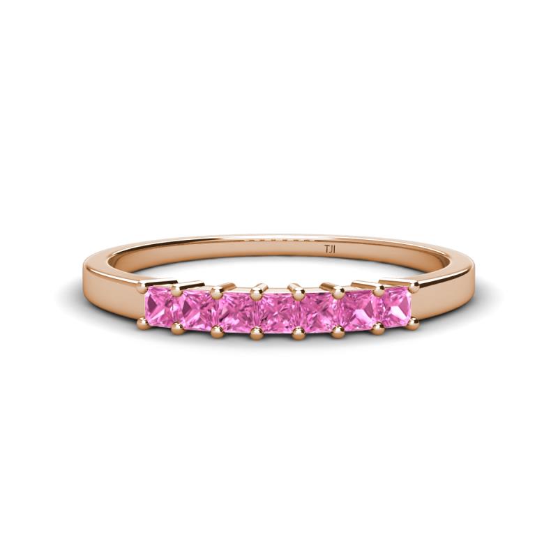 Erica 2.50 mm Princess Cut Pink Sapphire 7 Stone Wedding Band 