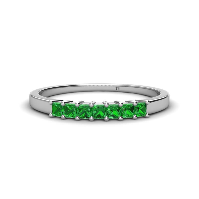 Erica 2.50 mm Princess Cut Green Garnet 7 Stone Wedding Band 