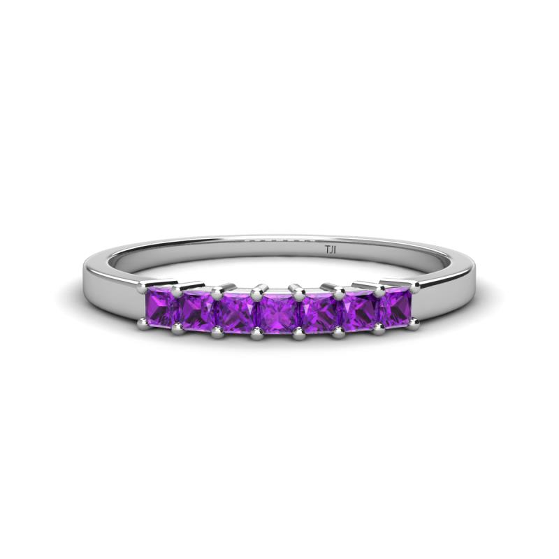 Erica 2.50 mm Princess Cut Amethyst 7 Stone Wedding Band 