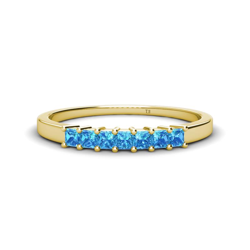 Erica 2.50 mm Princess Cut Blue Topaz 7 Stone Wedding Band 