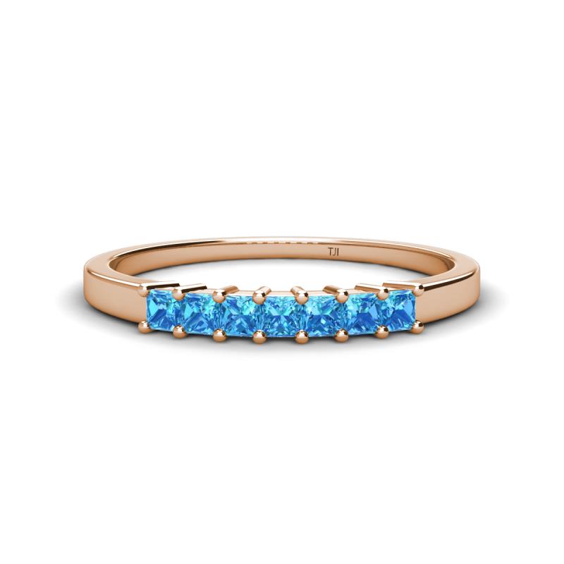 Erica 2.50 mm Princess Cut Blue Topaz 7 Stone Wedding Band 