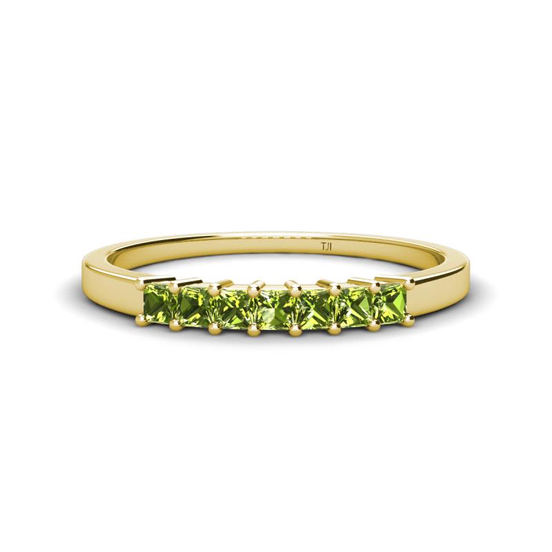 Erica 2.50 mm Princess Cut Peridot 7 Stone Wedding Band 