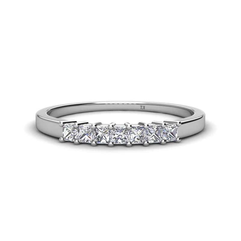 Erica 2.50 mm Princess Cut Natural Diamonds 7 Stone Wedding Band 