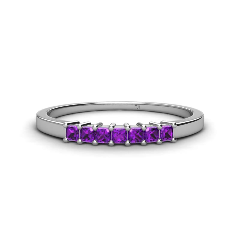 Erica 2.00 mm Princess Cut Amethyst 7 Stone Wedding Band 