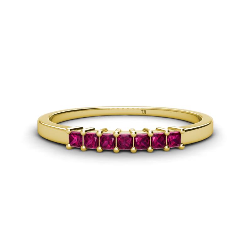 Erica 2.00 mm Princess Cut Rhodolite Garnet 7 Stone Wedding Band 