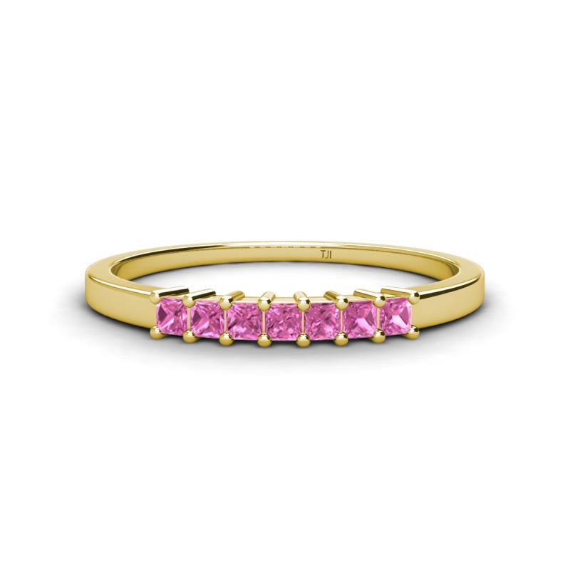 Erica 2.00 mm Princess Cut Pink Sapphire 7 Stone Wedding Band 