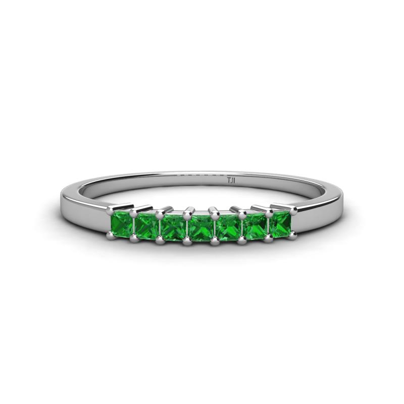 Erica 2.00 mm Princess Cut Green Garnet 7 Stone Wedding Band 