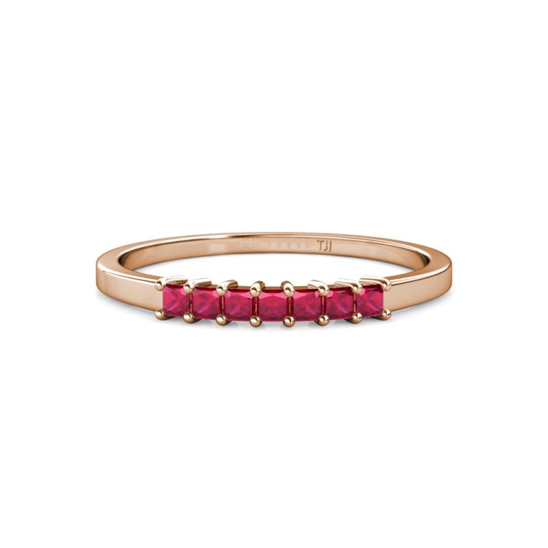 Evia 0.39 ctw Ruby (2.00 mm) Seven Stone Wedding Band 